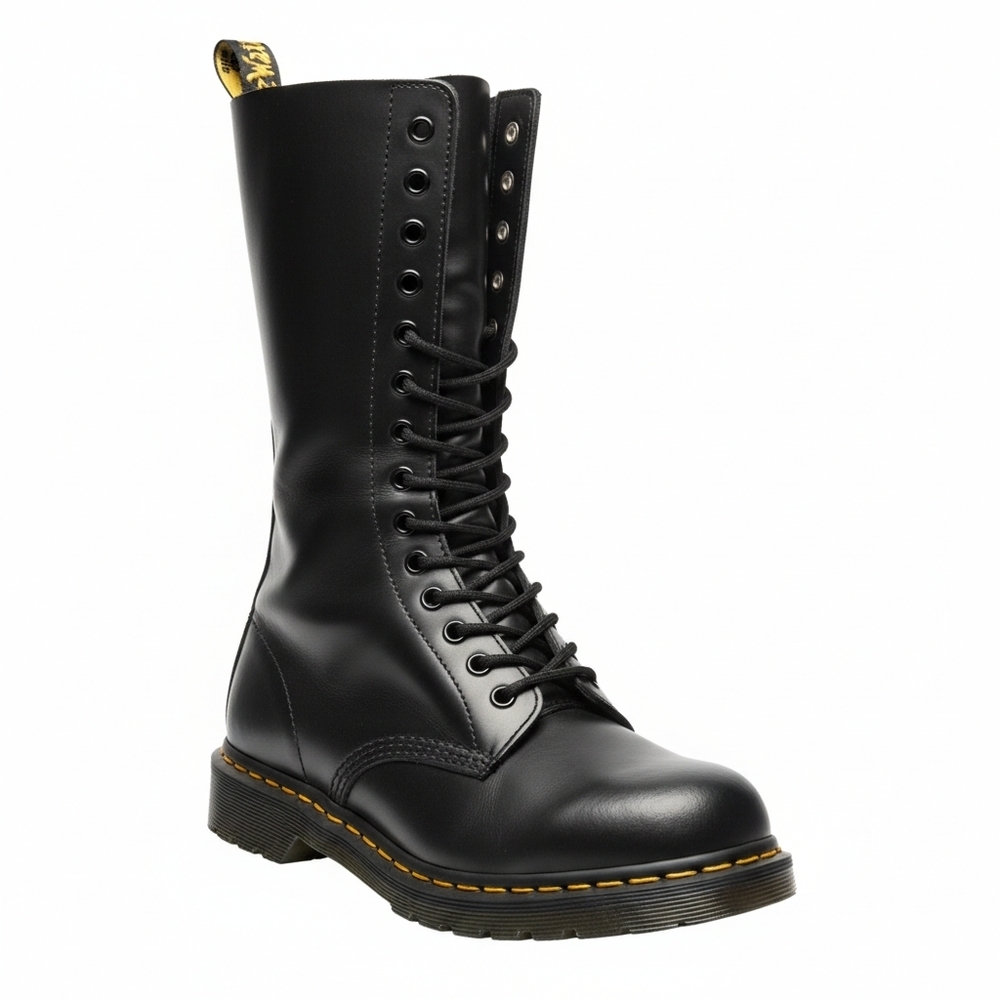 Doc Martens Black Leather Calf Lace-Up Boots, New no Box Grunge 90s Goth - Picture 2 of 7